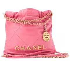 CHANEL シャネル  シャネル22 　シャイニーカーフスキン 　ミニ　 チェーンショルダーバッグ　ピンク （ゴールド金具） スモール レディース【中古】【送料無料】のサムネイル