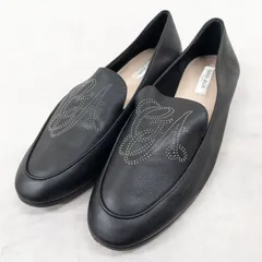 GIORGIO ARMANI ジョルジオアルマーニ フラットシューズ ローファー レザー ブラック イタリア製 レディース 37 b01677のサムネイル