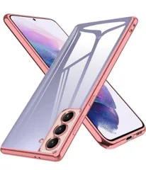 ★Galaxy S22 ケース クリア スマホケース ギャラクシーS22 ソフト シリコン tpu 透明 耐衝撃 軽量 レンズ保護 ストラップホール付き バラの金 メッキ加工 カバー ローズゴールドのサムネイル