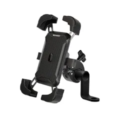 【新品】 OLAVENT(オーラヴァン) バイク スマホホルダー バイク用スマホホルダー 携帯ホルダー アルミ製ミラーマウント 振動吸収 マウント セーフティバンド2枚 原付 自転車(Black) 1のサムネイル