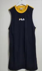 実寸 XS (44) FILA フィラ ブラック+イェロー メッシュ ノースリーブ ONE PIECEのサムネイル