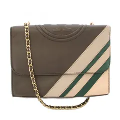 トリーバーチ TORY BURCH Fleming Stripe convertibleショルダーバッグ レザー 茶 ブラウン /TK