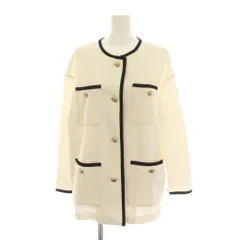 ノーリーズ Nolley's sophi ノーカラージャケット メッシュニットパイピング 38 白 アイボリー 2-0030-3-05-002 /YM44のサムネイル