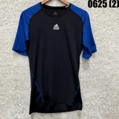 adidas アディダス 半袖T ブラック ブルー Lのサムネイル