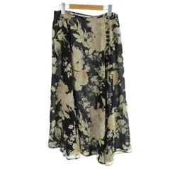 マックスマーラ MAX MARA スカート 絹 シルク 40 黒 ブラック ベージュ 花柄 ロング丈 /APのサムネイル