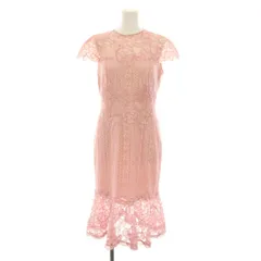 タダシショージ TADASHI SHOJI アリスエンブロイダードレースドレス Alice Embroidered Lace Dress ワンピース ロング 半袖 総レース 裾フリル 花柄 6 ピンク BBD18556M /YTのサムネイル