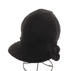マリークワント MARY QUANT ニットキャップ フラワーモチーフ 黒 ブラック /AN13のサムネイル