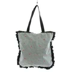 レスポートサック LesportSAC トートバッグ ショルダーバッグ チェック柄 フリル チェリー柄 黒 ブラック 白 ホワイト /AN24