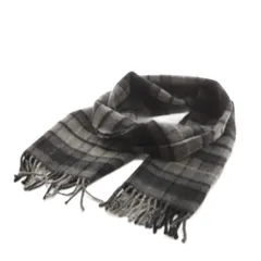 ジョンストンズオブエルガン Johnstons of Elgin マフラー フリンジ チェック柄 カシミヤ グレー /AN24のサムネイル