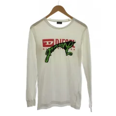 ディーゼル DIESEL Tシャツ カットソー XS 白 ホワイト ロゴプリント 長袖 ラウンドネック /LP