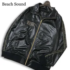 00s★Y2K vintage Beach Sound ビーチサウンド 通年★ 金ロゴ刺繍 バックロゴ ジャージ ジャケットブルゾン Sz.LL メンズ 黒のサムネイル