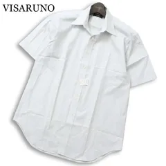 【新品 未使用】 VISARUNO ビサルノ 丸井 春夏★ 半袖 ブロード ストライプ ボタンダウン ドレス ワイシャツ Sz.41 メンズのサムネイル