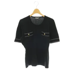 サルヴァトーレフェラガモ Salvatore Ferragamo 金ボタン 半袖 ニット セーター プルオーバー M 黒 ブラック /CX ■OSのサムネイル