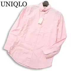 未使用品★ UNIQLO ユニクロ 通年 コットン100％★ 【EFCブロードシャツ】 長袖 ボタンダウン Sz.S メンズ ピンク系