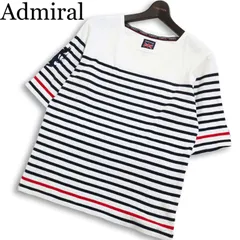 Admiral ×  MEN'S BIGI アドミラル × メンズビギ★ 半袖 ボーダー ロゴ刺繍 ワッペン Tシャツ カットソー Sz.2 メンズのサムネイル