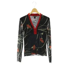 ヴィヴィアンタム VIVIENNE TAM パワーネットフラワープリントカットソー 長袖 Vネック 1 ブラック レッド マルチカラー /DO ■OS ■SHのサムネイル