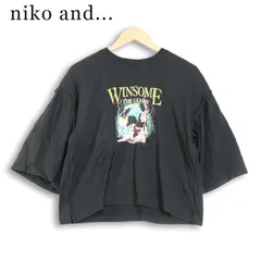 niko and... ニコアンド 春夏★ 【スペース アニマル フリルTEE】 24SS 半袖 プリント カットソー Sz.M レディース 黒のサムネイル