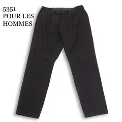 5351 POUR LES HOMMES 5351プールオム DIRECTOR'S 春夏★ シアサッカー ストレッチ スラックス パンツ Sz.48 メンズ 黒のサムネイル