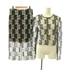 ダイアンフォンファステンバーグ DIANE von FURSTENBERG 総レースセットアップ 上下 ブラウス 長袖 プルオーバー スカート ロング タイト 0 2 黒 ブラック 白 ホワイト /NR ■OSのサムネイル