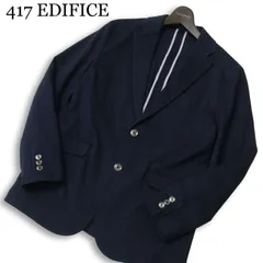 417 EDIFICE エディフィス 春夏★ 背抜き アンコン テーラード ジャケット Sz.M メンズ 紺のサムネイル