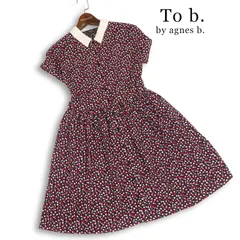 To b. by agnes b. アニエスベー 春夏★ 半袖 ハート柄 総柄 ひざ丈 衿付き ワンピース Sz.38 レディースのサムネイル