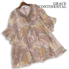 GRACE CONTINENTAL グレースコンチネンタル 春夏 ビジュー装飾♪ シルク 総柄 チュニック Sz.36 レディースのサムネイル