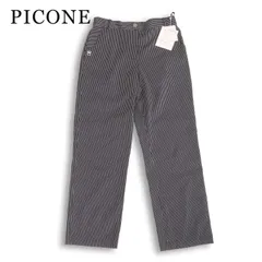 【新品 未使用】 PICONE CLUB ピッコーネ クラブ 通年★ ストレッチ ストライプ パンツ 大きいサイズ Sz.42 レディース 紺のサムネイル