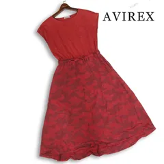 AVIREX アヴィレックス 春夏 カモフラ柄 スカート切替♪ ノースリーブ ドッキング ワンピース Sz.S　レディースのサムネイル