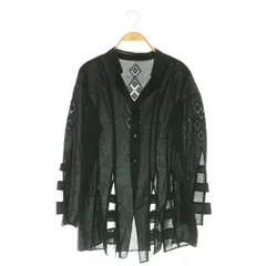 ヒロコビス HIROKO BIS essentiel カットワーク チュール シアーシャツ ブラウス 長袖 前開き 11 黒 ブラック /NR ■OSのサムネイル