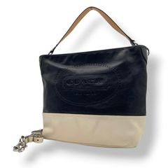 COACH トートバッグ レザー 19391 ホワイト×ブラック ビッグロゴ 