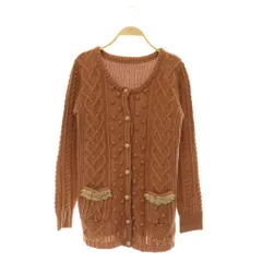 フランシュリッペ franche lippee ポップコーン ニット カーディガン ビーズ レース M ピンクブラウン /MY ■OSのサムネイル
