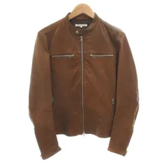 グリーンレーベルリラクシング ユナイテッドアローズ green label relaxing シングルライダースジャケット 革ジャン 羊革 レザー M 茶 ブラウン /FFのサムネイル