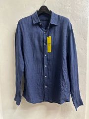 美品CULLNI 別注長袖シャツスイッチングシャツ ストライプブルー
