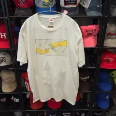 状態良し USA ヴィンテージ プリンティング スタイリッシュ ハン(HAN) 白 Tシャツ L / 손のサムネイル