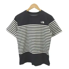 ザノースフェイス THE NORTH FACE Tシャツ L 紺 ネイビー ボーダー柄 切り替えデザイン ロゴ刺繍 半袖 /YU ■ECB003のサムネイル