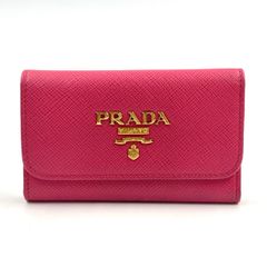 美品】PRADA プラダ キーリング 三日月 星 鳥 サフィアーノ ピンク