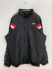 UMBRO アンブロ ナイロンジャケット XXL ブラック ブランドロゴ ライン柄 フードなし メンズ