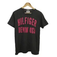 ヒルフィガーデニム HILFIGER DENIM Tシャツ カットソー 半袖 クルーネック ロゴ プリント ダークグレー ピンク /XZ ■ECD005のサムネイル