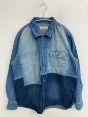 TIMELY WARNING タイムリーワーニング シャツ/ブラウス M ブルー デニム コットン レギュラーカラー 長袖 無地 ミドル丈 メンズのサムネイル