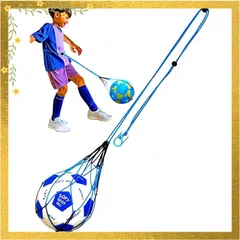 Okima サッカーボール ネット 入れ 【基礎練習もできる多機能ネット】 ボール収納 4号 5号 基礎技術 リフティング 肩掛け カラビナ付き (ブルー(1個入り)) 0のサムネイル