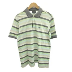 バーバリーゴルフ BURBERRY GOLF ポロシャツ LL 緑 グリーン 青 ブルー マルチカラー ボーダー柄 襟付き 半袖 /YU ■GY74のサムネイル