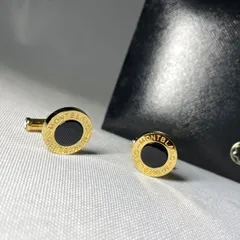 美品 MONTBLANC モンブラン ブランドロゴ文字＆ブラックオニキス ゴールド カフス カフリンクス ボタン メンズアクセサリー ケースありのサムネイル