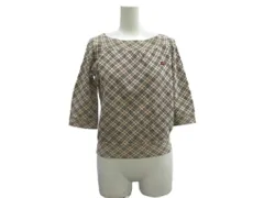 バーバリーブルーレーベル BURBERRY BLUE LABEL カットソー M ベージュ チェック柄 七分袖 ボートネック /NP ■ECD004のサムネイル