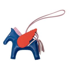 エルメスHERMES カルメンウノドス フリンジチャーム ブラウン×ブルー