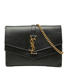 サンローラン YSLロゴ 斜め掛け チェーンウォレット ショルダーバッグ ブラック レザー レディース SAINT LAURENT【1-0277462】のサムネイル