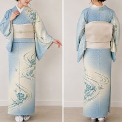 訪問着総絞りフルセット5点サイズS〜M 流水文 上田善 総絞り売り切り