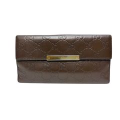 美品 GUCCI シマ ロゴプレート Wホック ダークブラウン 長財布 - メルカリ
