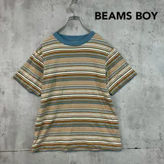 BEAMS BOY ビームスボーイ サイズなし ブラウン系 マルチボーダー クルーネック ショートスリーブ Tシャツ 丸首 カットソー トップス コットン100％ 服 インナー カジュアル アメカジ 古着 定番 配色 半袖 ★ ■◆