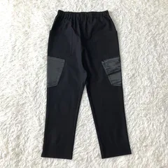 CRESCENT フェイクレザーポケット付きのデザインパンツ ストレッチ生地 長ズボン スラックス ブラック Mサイズのサムネイル