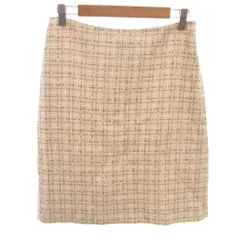 マックスマーラ MAX MARA 美品 タイトスカート 42 生成り クリーム色 ツイード柄 ミニ丈 /MX ■GY99のサムネイル